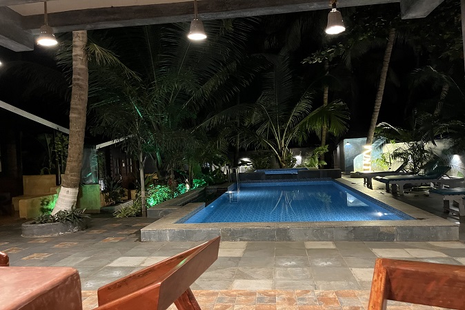 Swimming pool at night